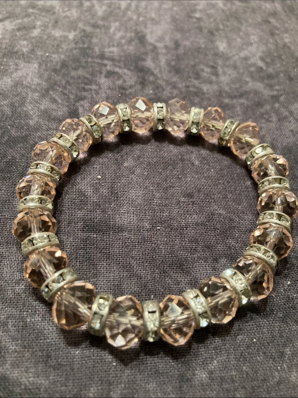 Crystal Bead Stretch Bracelet - Blush Pink